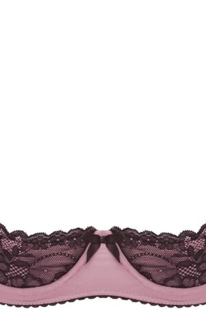 Women's 1/4 Cups Lingerie Shelf Bra Lace Trim Underwire Push Up Bralette Sponge Bandeau