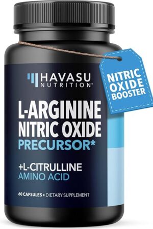 L-Arginine Capsules with L-Citrulline - Nitric Oxide Supplement - L Arginine and L Citrulline Blend - 60 Count - Vegan, Non-GMO Capsules for Performance, Endurance and Muscle Support - 1 Month Supply