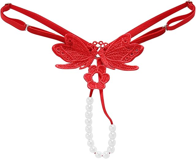 Womens Lace Pearl Beads T Back G-String Thongs Sexy Naughty Panties Erotic Lingerie Strappy Cheeky Hipster Underwear