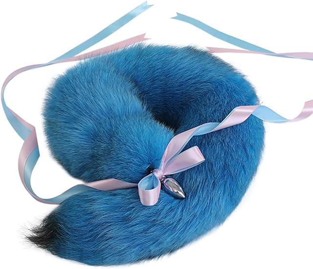 Butt Plug Fox Tail Fur Anal Plug Blue Sexy Adult Toy Fashion Butt Stainless Steel Cosplay Sex Toys -40cm cola||2,8 CM Butt Plug