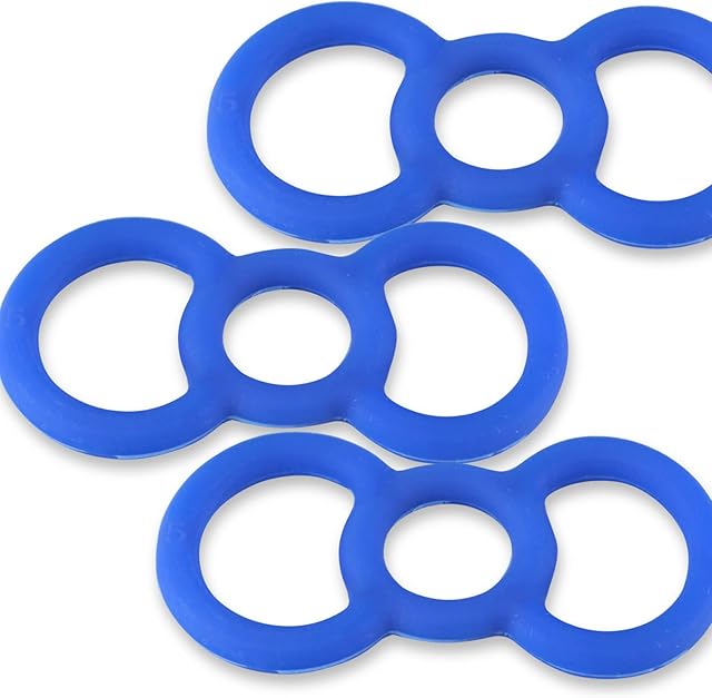 LeLuv Loop Handle Tension Rings Eyro Blue Silicone .7 inch Unstretched Diameter 3 Pack