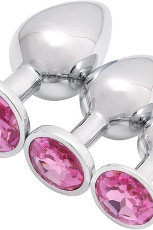 Akstore 3 Pcs Luxury Jewelry Design Fetish Anal Butt Plug(Pink)