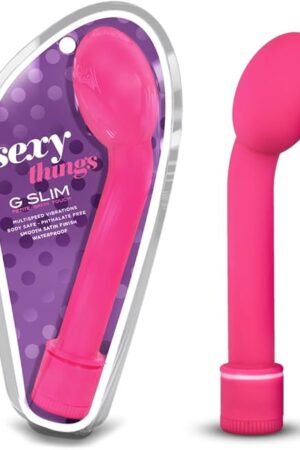 Blush Novelties G Slim Petite - Mini G Spot Stimulating Vibrator - Multi Speed Angled Tip Egg Shaped Bulb Massager - Satin Smooth Seamless Design - Body Safe Sex Toy for Women - Pink