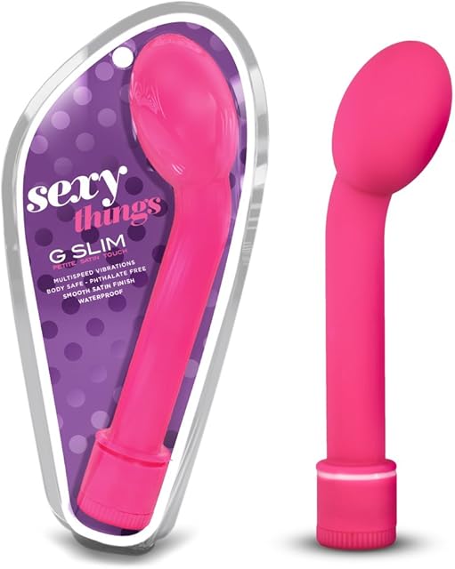 Blush Novelties G Slim Petite - Mini G Spot Stimulating Vibrator - Multi Speed Angled Tip Egg Shaped Bulb Massager - Satin Smooth Seamless Design - Body Safe Sex Toy for Women - Pink