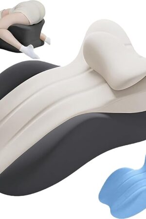 Butt Pillow for Couples Intimacy, Ergonomic Memory Foam Butt Cushion with Low-Profile Design for Adults, Provides Intimacy Support for Sitting or Lying (Black & Grey)