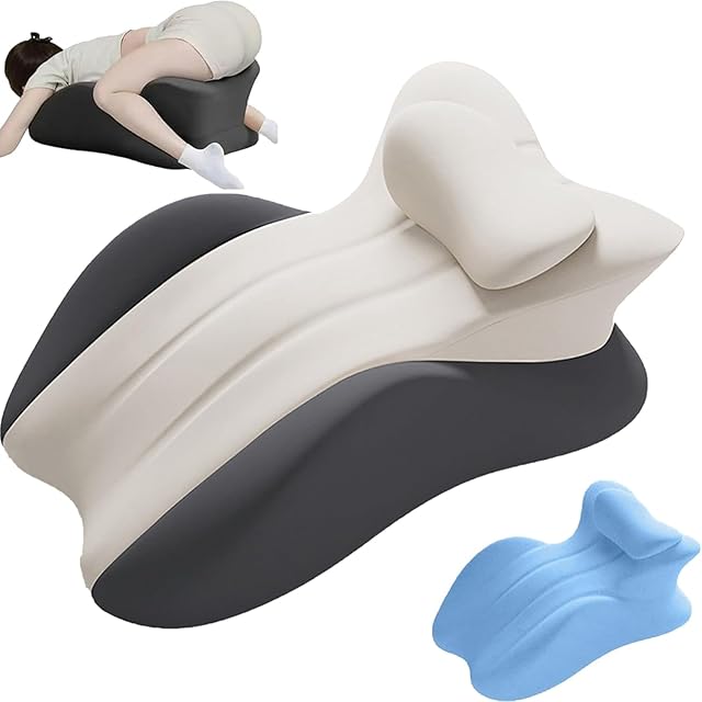 Butt Pillow for Couples Intimacy, Ergonomic Memory Foam Butt Cushion with Low-Profile Design for Adults, Provides Intimacy Support for Sitting or Lying (Black & Grey)