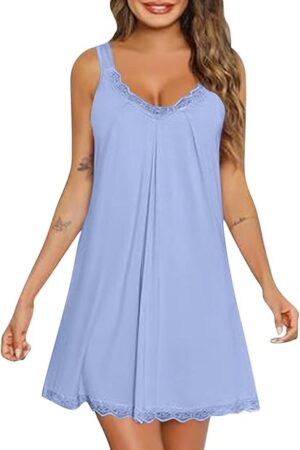 Women Lace Nightgown Sexy Spaghetti Strap Cami Sleeveless Chemise Sleepwear Sleep Dress Temptation Boudoir Lingerie