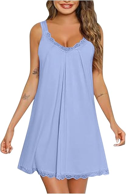 Women Lace Nightgown Sexy Spaghetti Strap Cami Sleeveless Chemise Sleepwear Sleep Dress Temptation Boudoir Lingerie
