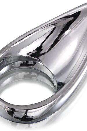 LeLuv 1.5 Inch Cock Ring Teardrop Chrome Metal Clit Perineum Massager