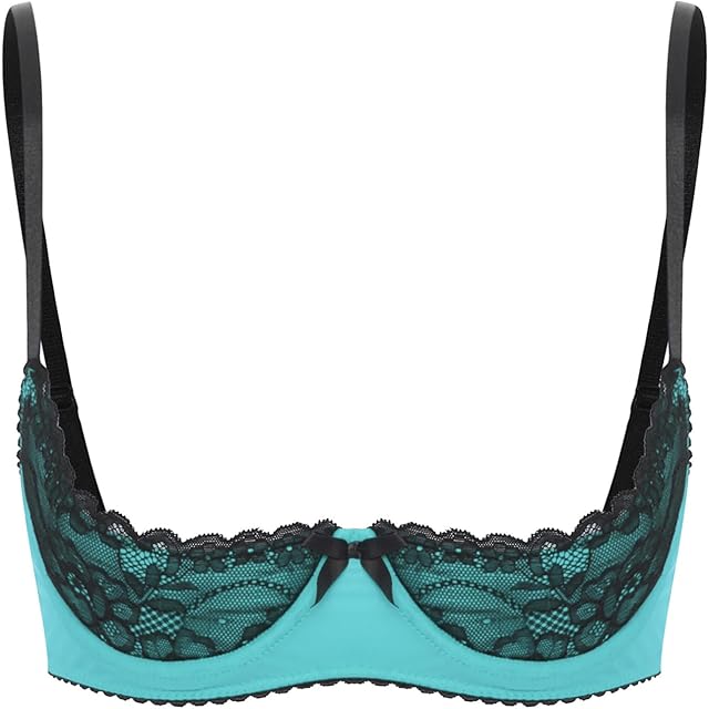 Women's Sexy 1/4 Cup Lace Open Nipple Bra Top Underwear Wireless Plunge Bralette Bra