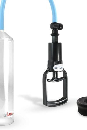 LeLuv Vacuum Pump Easyop Tgrip 2.25 Inch x 9 Inch Cylinder Uncoated Silicone Hose Male Enhancement Bundle with Black Silicone Sleeve