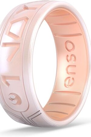 Enso Rings Star Wars Silicone Ring - Comfortable and Flexible Design - I Love You (Aurebesh) - Moonstone/Rose Gold - Size 6