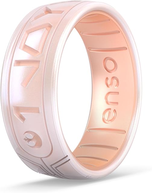Enso Rings Star Wars Silicone Ring - Comfortable and Flexible Design - I Love You (Aurebesh) - Moonstone/Rose Gold - Size 7