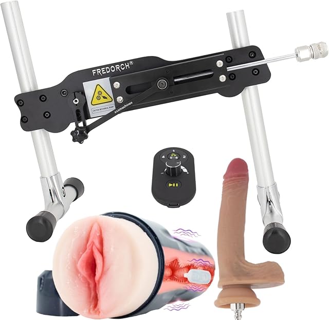 Fredorch Realistic Female Sex Machine with Remote Control Anti Rotation connectors Easy to use for Masturbation Cup Toys, Adjustable Stretch Pumping Gun with Lifelike Dildo (2 Attachments for Man)
