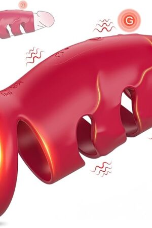 Vibrating Penis Sleeve Cock Ring, Couple Sex Toys for Men Penis Ring with 10 Vibrating Modes Couple Vibrator for Penis Enlargers & G Spot Stimulation, Elastic Cock Sleeve to Pump Prolong Male Sex Toys