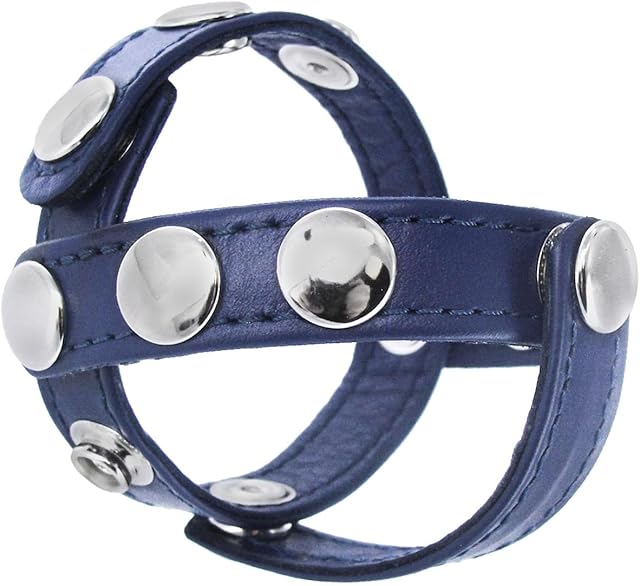 Blue Leather Cock and Ball Harness