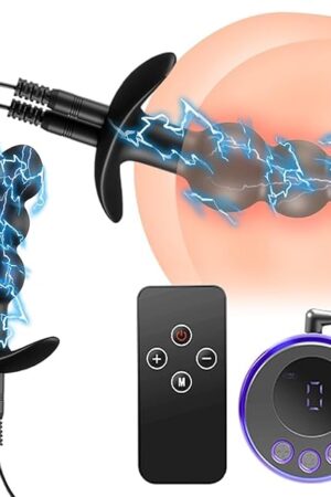 Electric Shock Silicone Anal Plug, Anal Plug Dilator, Electric Vibration Anal Plug Set, Remote Control Anal Plug, Anal Beads, SM Anal Plug Sex Toys, Role Play Sex Toys (Anus Bead Shaped)