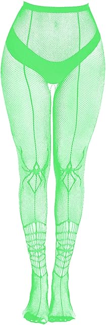 Glow in the Dark Fishnets Stockings, High Waist Sexy Womens Tights for Party