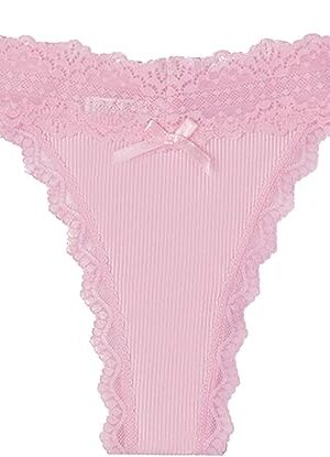 Ladies Seamless Low Waist Lace Underwear Soft Stretchy Floral Lace Thongs Sexy Knickers With Bow Lace Panties