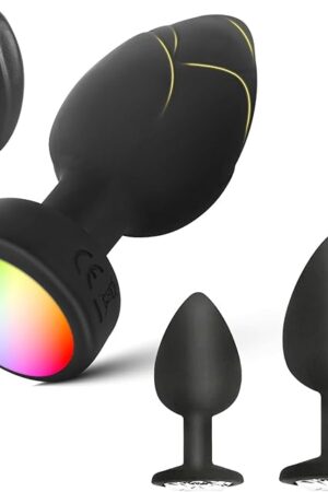 Anal Plug Vibrator with 3Pcs Butt Plug,10 Modes Vibrating Butt Plug - LED Color Light Remote Control Anal Plug, Adult Sex Toys and Games