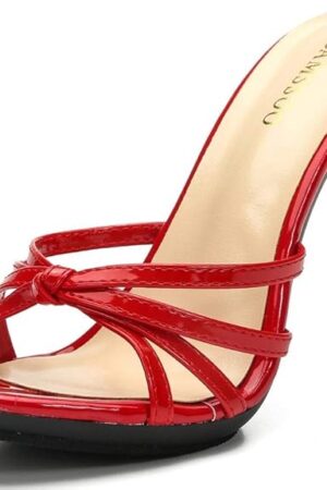 Women's Strappy Heeled Sandals Stiletto Mules Open Toe Platform High Heels Slip on Sandals