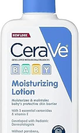 CeraVe Baby Lotion, Gentle Baby Skin Care with Ceramides, Niacinamide & Vitamin E, Fragrance, Paraben, Dye & Phthalates Free, Lightweight Moisturizer, 8 Ounce, Packaging May Vary