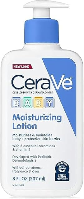 CeraVe Baby Lotion, Gentle Baby Skin Care with Ceramides, Niacinamide & Vitamin E, Fragrance, Paraben, Dye & Phthalates Free, Lightweight Moisturizer, 8 Ounce, Packaging May Vary