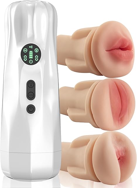 Automatic Male Masturbator, Three Removable Sleeves with 4 Powerful Sucking &9 Vibrating Modes,Male Masturbator Sex Toys for Men - 3 Sleeves Pocket Pussy Penis PUM