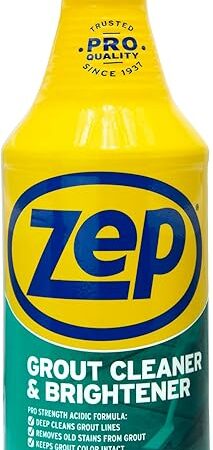 Zep Grout Cleaner and Brightener - 32 Ounce (1 Bottle) - ZU104632 - Deep Cleaning Formula Removes Old Stains From Grout