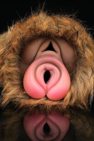 Animal Male Masturbators Cup with Removeable Fur, Tiger Lifelike Pocket Pussy Stroker Sucking Sex Toy for Man Silicone Dual Channel Realistic 3D Sleeve, Male Masterbaters for Man Pleasure