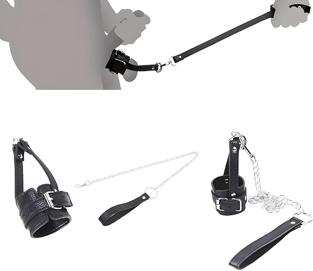Leather Penis Testicle Bondage Rope, Extreme Slave Testicle Stretchers, Scrotum Bondage Ring with Metal Leashes, Sex Restraints for Man BDSM Sex Toys