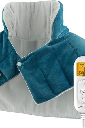 Comfytemp Heating Pad for Neck and Shoulders and Back, FSA HSA Eligible 26lb Weighted Electric Heat Pad for Pain Relief, Large Heated Wrap, 9 Heat Settings, 11 Auto-Off, Gifts for Women Men Mom Dad