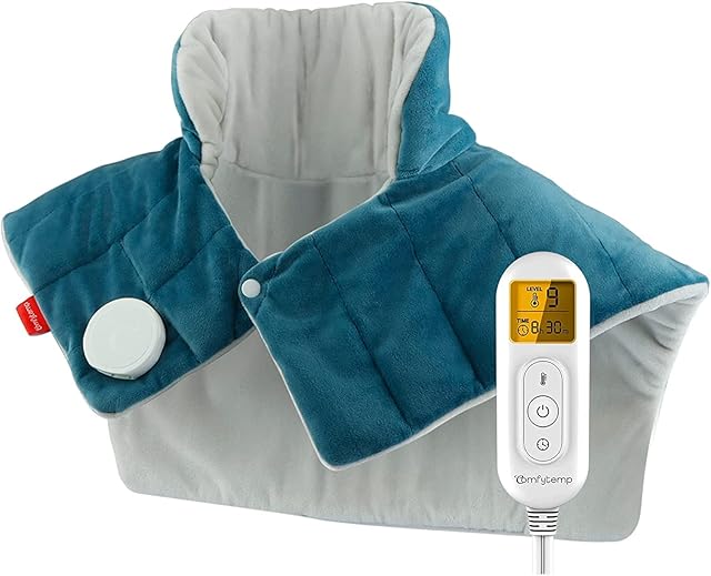 Comfytemp Heating Pad for Neck and Shoulders and Back, FSA HSA Eligible 26lb Weighted Electric Heat Pad for Pain Relief, Large Heated Wrap, 9 Heat Settings, 11 Auto-Off, Gifts for Women Men Mom Dad