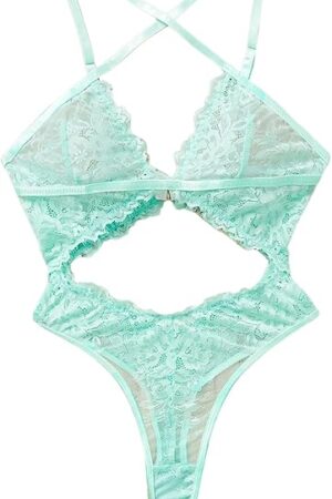 Women's Lace Cut Out Lingerie Bodysuits One Piece Babydoll Teddy Underwear
