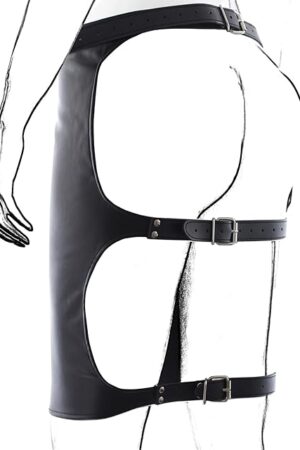 Black Leather Skirt for Women, Punk Harness Skirt Sexy Goth Party Costume Dress Outfit, Sexy Erotic Skirt Body Harness Accessories