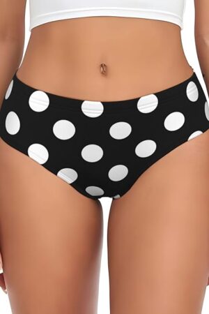 Black and White Polka Dot Womens Underwear Soft Briefs Ladies Panties Sexy Lingerie