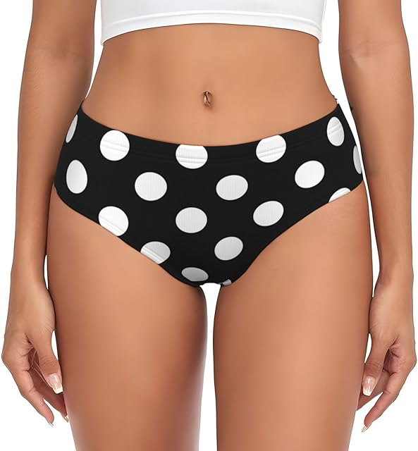 Black and White Polka Dot Womens Underwear Soft Briefs Ladies Panties Sexy Lingerie