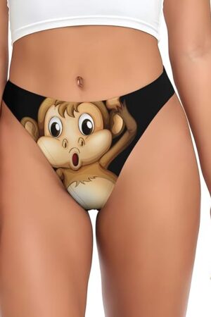 Cute Monkey Print Women G-String Thongs Panties T Back Sexy Thong Funny Underwear Soft Comfortable