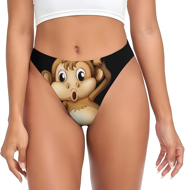 Cute Monkey Print Women G-String Thongs Panties T Back Sexy Thong Funny Underwear Soft Comfortable