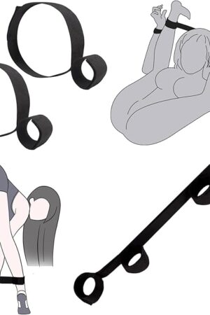 Adult BDSM Bondage Spreader Strip Sex Toy with Soft Wrist and Ankle Handcuffs Sex Bondage Kit for Bed Restraints for Couples SM Sex Games Play Black