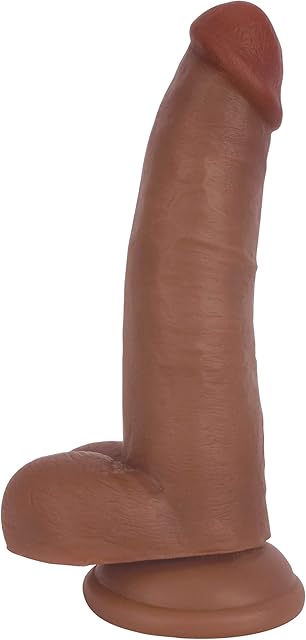 Jock Dark Bareskin Dildo with Balls - 8 Inch