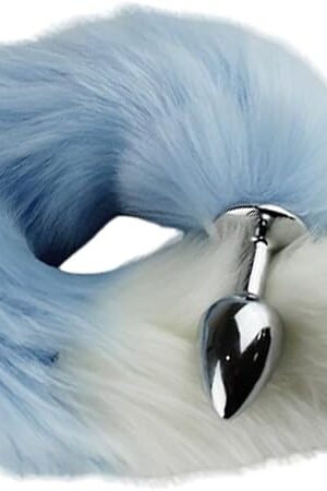 Anal Toys Butt Plug Anal Sex Toys - Anal Plug Fox Tail Adult Toys, Stainless Steel But Plug Butt Toys Sex Toys for Women Cosplay Adult Couples (Blue + White)