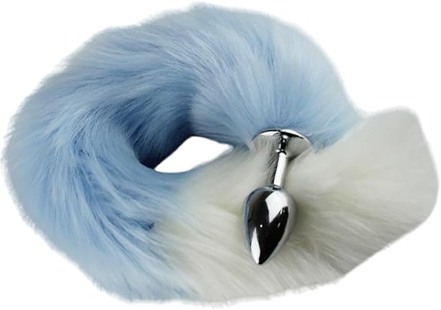 Anal Toys Butt Plug Anal Sex Toys - Anal Plug Fox Tail Adult Toys, Stainless Steel But Plug Butt Toys Sex Toys for Women Cosplay Adult Couples (Blue + White)
