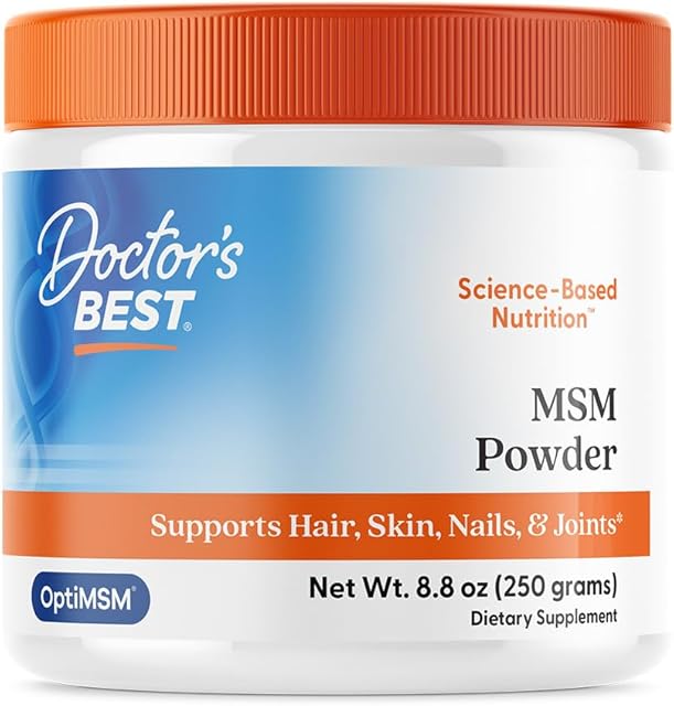 Doctors Best MSM Powder, Supports Hair, Skin, Nails, & Joints, Non-GMO, Gluten Free, Soy Free, Vegan Net Wt 88 oz (250 Grams)