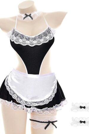 Women Sexy Maid Lingerie Lace Cosplay Role Play Maid Dress Cute Halloween Costume