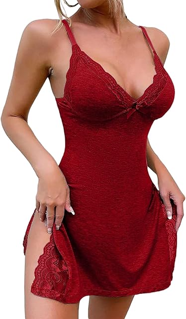 Women's Lingerie Sexy Nightwear Spaghetti Strap Nightgown Babydoll Chemise Soft Nightdress Night Gowns Sleepwear