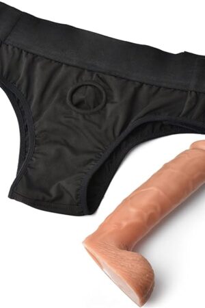 Wearable Dildo Penis Sleeve with Harness Pants: Realistic Strap-on Dildo Male Penis Extender Sleeve, Silicone Penis Enlarger Sleeve Hollow Dildo Adult Sex Toy