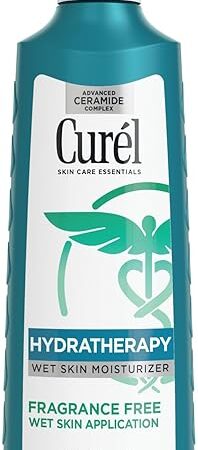 Curel Hydra Therapy In Shower Lotion, Itch Defense Body Moisturizer with Advanced Ceramide Complex, Vitamin E, & Oatmeal Extract, 12 Oz