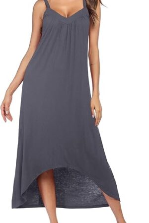 Women's Sleeveless Long Nightgown Full Slip Nightdress Soft Sleepdress V Neck Nightshirt