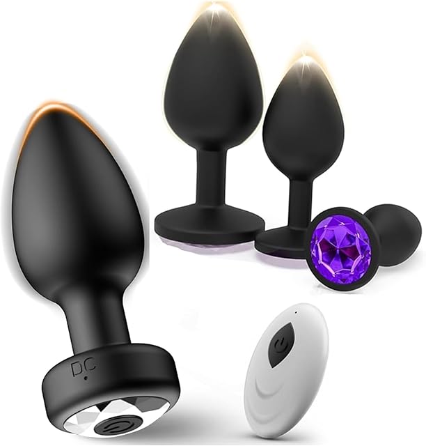 Anal Plug Vibrator Butt Plug, 4PCS Silicone Anal Toys Butt Plug Training Kit with Remote Control 10 Frequency Vibrating, Anal Toys Adult Sex Toy & Games Prostate Massager